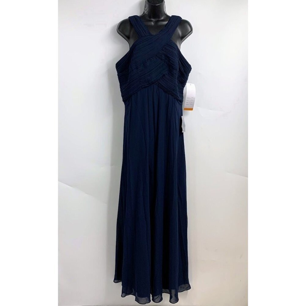 Levkoff Women's Crisscross Neck 7016 Chiffon A-Line Bridesmaid Gown Size 14 NWT